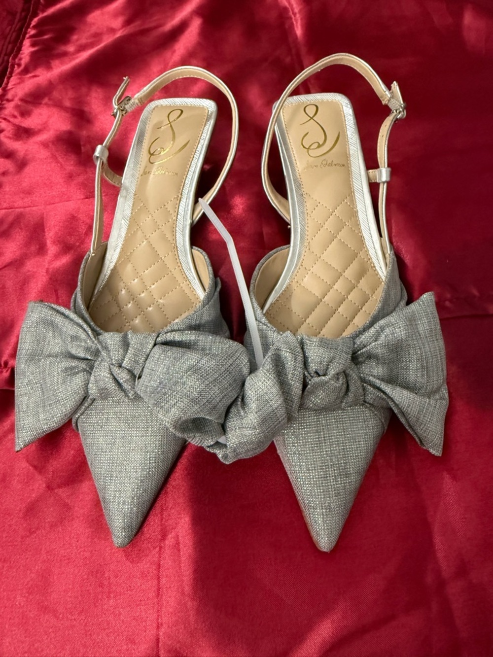 Sam Edelman Women's Treena  Grey Bow Heel Pumps Sz 6.5 $140